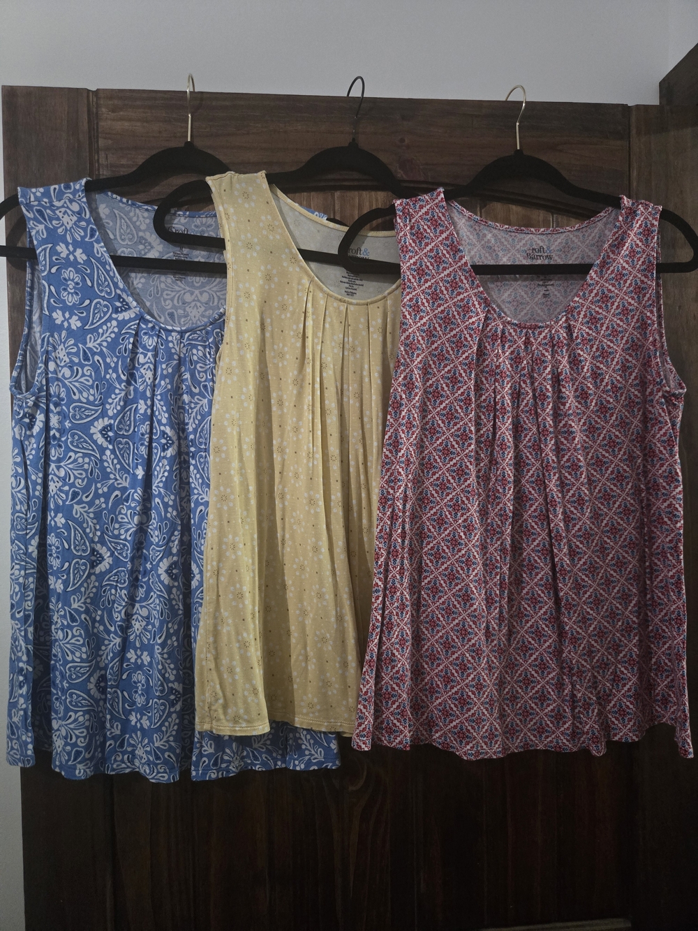 Croft & Barrow Sleeveless Tank Tops in Blue, Yellow, and Red Print